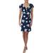 Lauren Ralph Lauren Womens Petites Floral Print Surplice Sheath Dress Blue 4P