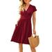 Atralife Dress Women Summer Party Dress V-Neck Casual Short-Sleeved Skirt