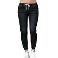 wsevypo Women's Mid Rise Skinny Jeans Drawstring Elastic Waist Denim Pants