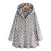 Jocestyle Women Polka Dot Long Sleeve Coat Hoody Plush Irregular Jacket (Grey 2XL)