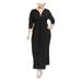 Women's Plus 3/4 Sleeve Plunge Neck Maxi Dress