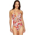 MICHAEL Michael Kors Womens Keyhole Halter One-Piece Swimsuit 10 Deep Rose