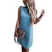 Sexy Dance Solid Color Crew Neck Dress Summer Casual Sleeveless Dresses Fashion Sheath Dress