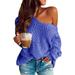 One Shoulder Autumn Winter Knit Sweater Women Cold Shoulder Loose Pullover