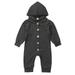 Newborn Baby Boy Girl Hooded Romper Kid Outerwear Outfit Jumpsuit Clothes Set Gray Black