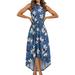 Styleword Women's Summer Sleeveless Halter Neck Floral Print Dress with Pockets