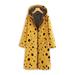 Jocestyle Dots Printed Women Hooded Coat Fleece Long Sleeve Outerwear (Yellow XL)