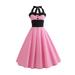 Women's Dress Vintage Style Cocktail Halter Dress 1950s Rockabilly Swing Audrey Dress Pink