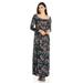 24seven Comfort Apparel Paisley Empire Waist Long Sleeve Maxi Dress