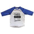 Funny 3 Year Old Kids T-shirt â€œThree Whole Years of Awesomeâ€� Birthday Gift - Funny Threadz Toddler 4T, Blue