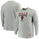 Chicago Bulls Mitchell & Ness Hometown Classics Big & Tall Thowback Logo Long Sleeve T-Shirt - Heathered Gray
