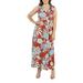 24Seven Comfort Apparel Tria Sleeveless Red Floral Plus Size Maxi Dress