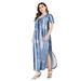 Colisha Women Plus Size Dress Tie-dye Sexy Split V Neck Short Sleeve Beach Dress Casual Loose Lounge Long Dress