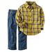 Carters Infant Boys 2-Piece Yellow Plaid Shirt & Denim Pant Set