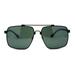 Mens Classic Airforce Crossbar Rectangle Metal Aviator Sunglasses Black Green