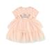 Ducklingup Kids Crown Pattern Round Collar Short Sleeve One-Piece Layered Dress