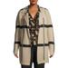 Absolutely Famous Women's Plus Size Windowpane Open-Front Jacquard Coatigan Sweater