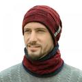 Zupora Beanie Hat Scarf Set,Men Autumn Winter Fluffy Knitted Cap Neck Warmer Headwear