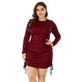 Sexy Dance Plus Size Dress for Womens Slim Fit Bodycon Skirts Package Hip Pleated Dress Club Ruched Tight Mini Dress