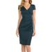 AulinÃ© Collection Womens V-neck Zip Up Work Office Career Side Wrap Sheath Dress Green 1XL