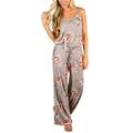 Summer Women Spaghetti Strap Jumpsuits Rompers Casual Floral Beach Loose Overalls Palysuits Long Jumpsuits Pants Trousers