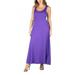 24seven Comfort Apparel Simple A Line Plus Size Tank Maxi Dress, P011695, Made in USA