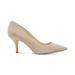 Vince Camuto Selindra Taupe Suede Nude Pointed Toe Mid Heel Pumps (8.5, WILD MUSHROOM)