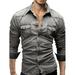 Men's Essential Button Down Dress Shirt Long Sleeve Washed Denim Shirt Lapel Casual Winter Tops