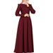 Womens Islamic Muslim Button Down Dresses Party Maxi Dress Long Sleeve Vintage