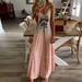 Women's Casual Loose Strap Dress Colors Summer Sexy Boho Bow Camis Befree Maxi Dress Plus Sizes Big Large Dress Letter Print Dress