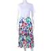 Tanya Taylor Womens Jeana Floral Pleated Midi Skirt Painted Flower White Size 8