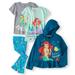 Disney Princess Little Girls' Ariel Hoodie, 2 Pack T-Shirt and Legging 4 Piece Outfit Set