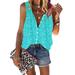 Avamo Floral Print Tank Tops For Women Button Dowm V Neck Sexy Beach Cami Summer Ladies Leisure Comfy Sleeveless Tops