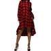 UKAP Fashion Women Plaid V-Neck Swing Dresses Long Sleeve Tunic Mini T Shirt Dress Irregular Hem Flowing Swing Dresses