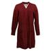 Denim & Co. Women's Sweater Petite PL Open-Front Cardigan Red A381050