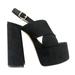 Luxemoda Kimberly Black Wrapped Platform Retro Heel Peep Toe Mule Sandals (8.5, Black)