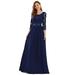 Ever-Pretty Women's Elegant Full-Length Empire Waist Lace Bodice Formal Evening Prom Cocktail Party Ball Gown for Women 07412 Navy Blue US6