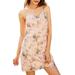 Citgeett Women's Casual Floral Printed Sleeveless Dress, Round Neck Tie Waist Buttons Split Asymmetric Short Mini Dress