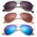 3 Pack Aviator Metal Frame Metal Ball Tip Fashion Sunglasses for Women for Men, Black Smoke, Gunmetal, Brown & Blue