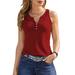 Womens Button Down V Neck Ribbed Tank Tops Sleeveless Slim Henley Shirts Summer Tunic