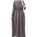 ZANZEA Women Muslim Arabe Morocco Retro Stripe Casual Full Sleeve Chic Long Gown Shirt Dress