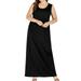 ZXZY Women's Plus Size Dress Solid Color U Neck Sleeveless Maxi Dress