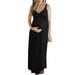 UKAP Women Casual V Neck Maternity Long Maxi Dress Sleeveless Solid Color Boho Beach Sundress Cocktail Party Dress