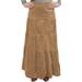 Women's Button Front Long Ankle Length Tiered Corduroy Maxi Skirt