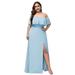 Ever-Pretty Women's Ruffle Sleeve Off Shoulder Casual Maxi Dress Party Dress 09682 Blue US16