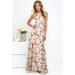 New Women Maxi Dress Halter Neck Floral Print Sleeveless Summer Beach Holiday Long Slip Dress
