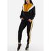 Black Womens Junior Sizes Tracksuit Matching Long Sleeve Sweater Hoodie and Loungewear High Rise Jogger Pants 2 PCE SET 10795N