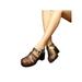 Colisha Women's Transparent Black Hollow Sandals Round Toe Block Heels Casual Shoes Summer