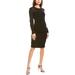 Nicole Miller Artelier BLACK Heavy Jersey/Mesh Long Sleeve Dress, US 0