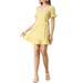 Allegra K Junior's Floral V Neck Ruffle Hem Short Sleeve Faux Wrap Dress